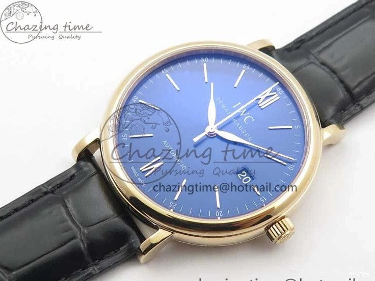 MIROTIME 0428 MoistureWicking Portofino Automatic RG IW356522 FKF 1:1 Best Edition Blue Dial on Black Croco Strap A 7109
